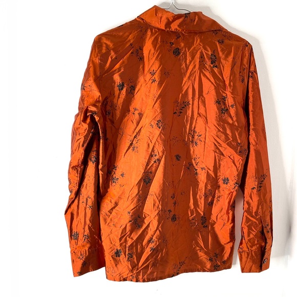 ESCADA Margaretha Ley Silk Copper Black Floral Button Blouse - Picture 7 of 9